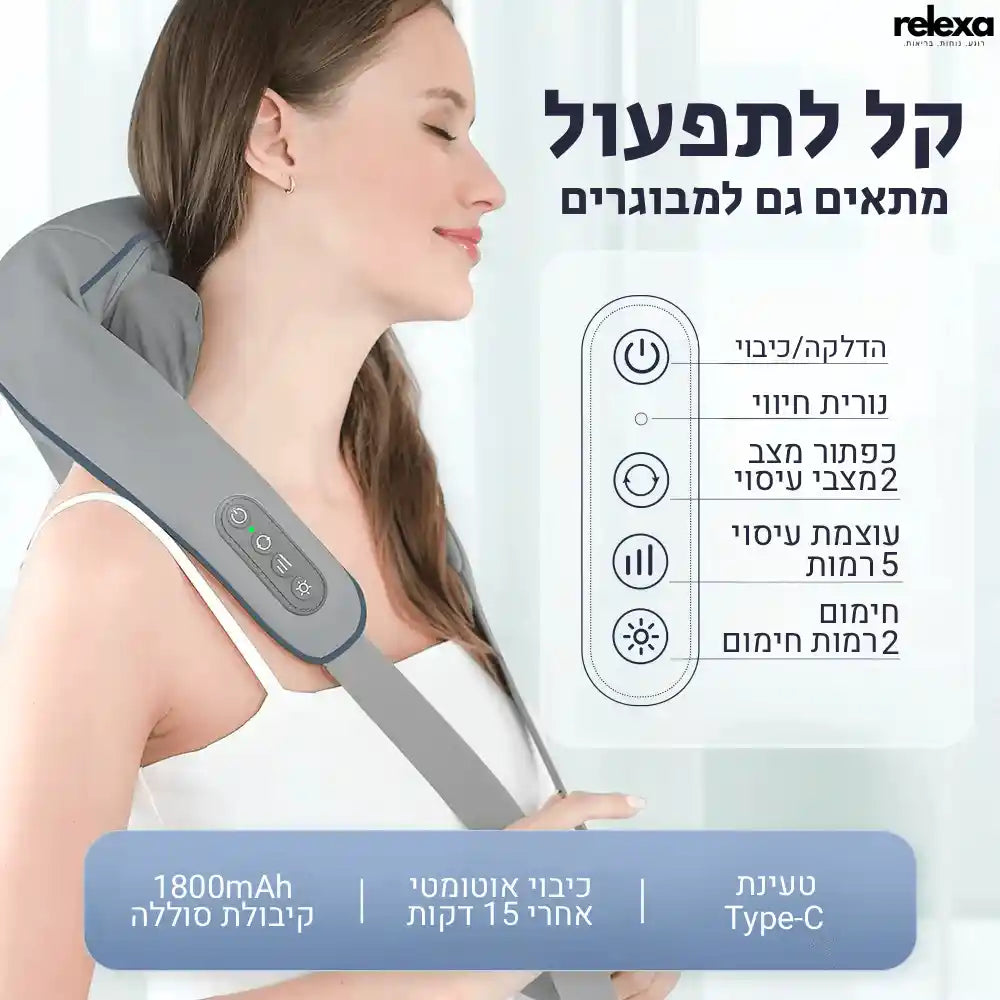 מכשיר עיסוי אלחוטי פרימיום לשחרור מיידי מכאבים